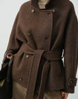 Cropped Belted Wool Peacoat