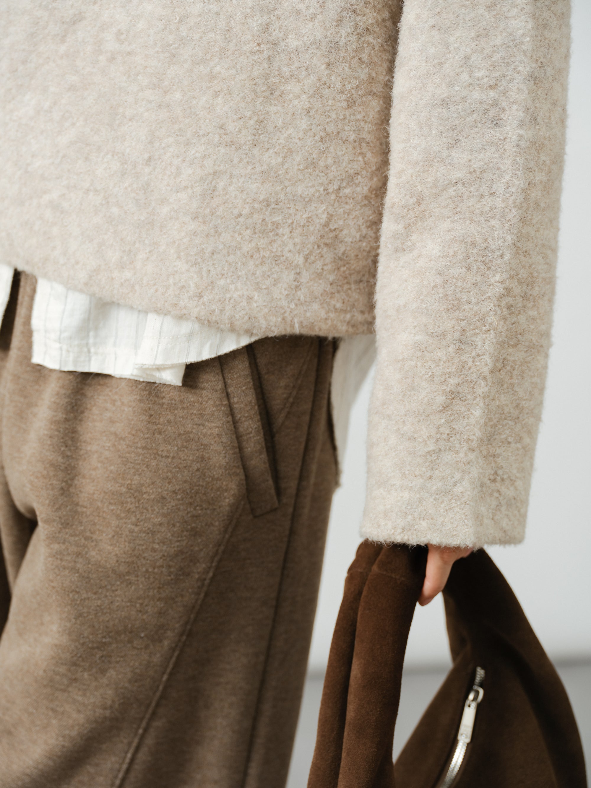 Scarf Collar Wool Knit Sweater