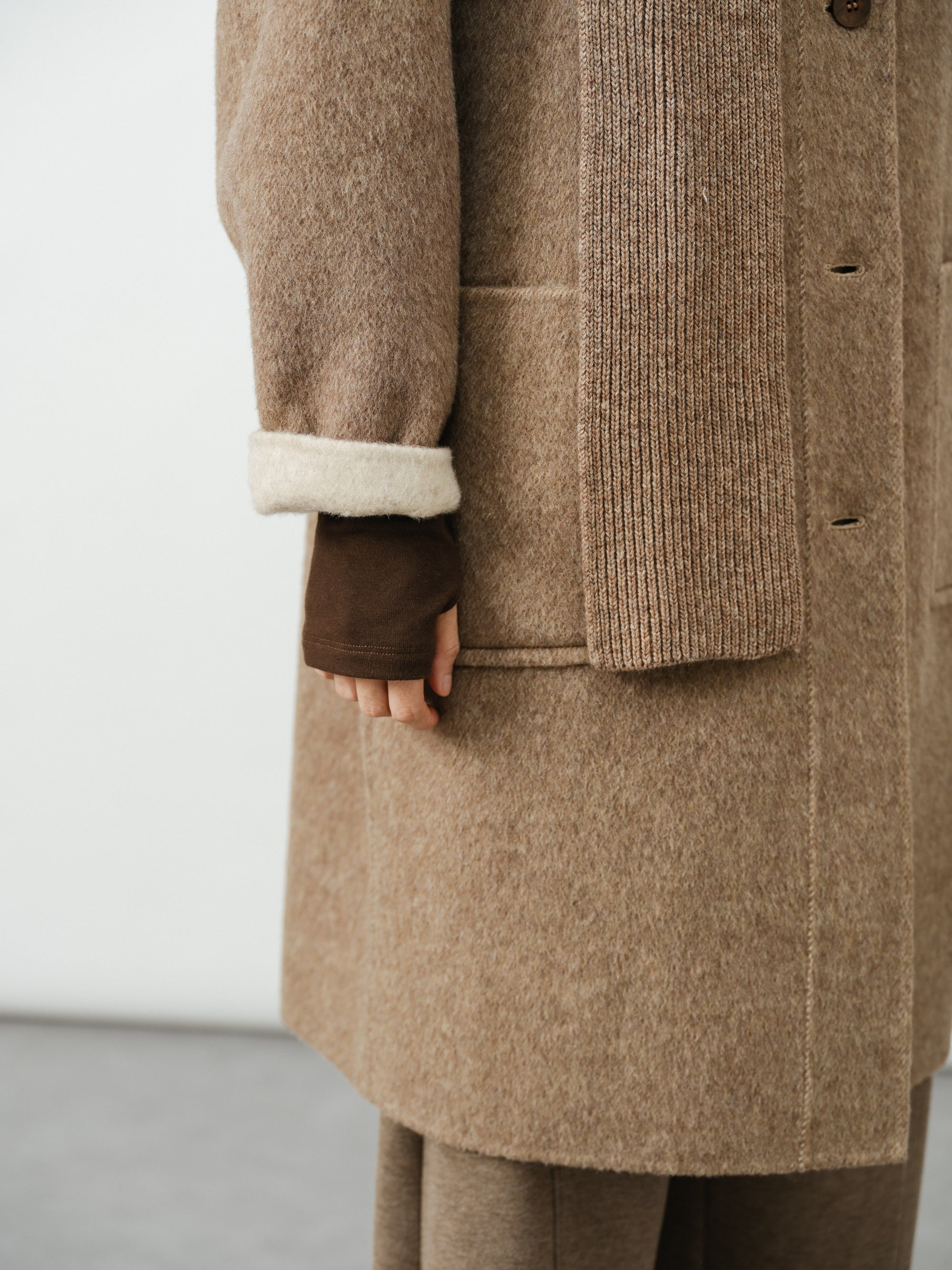 Hooded Scarf Wool Coat