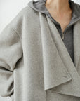 Asymmetric Drape Collar Wool Coat