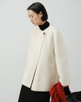 Asymmetric Belted Wool Short Coat