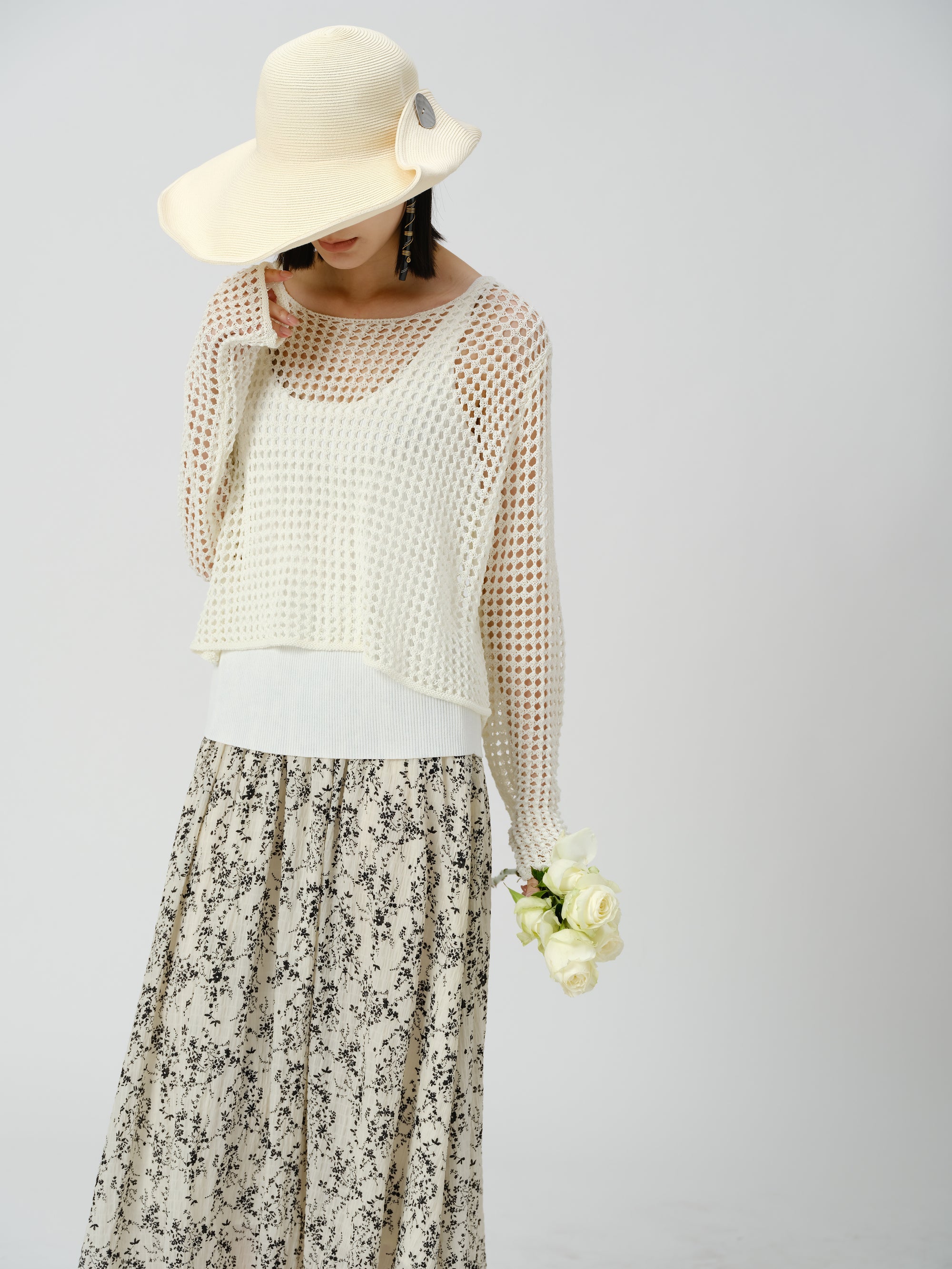 Lightweight Ditsy Print Skirt