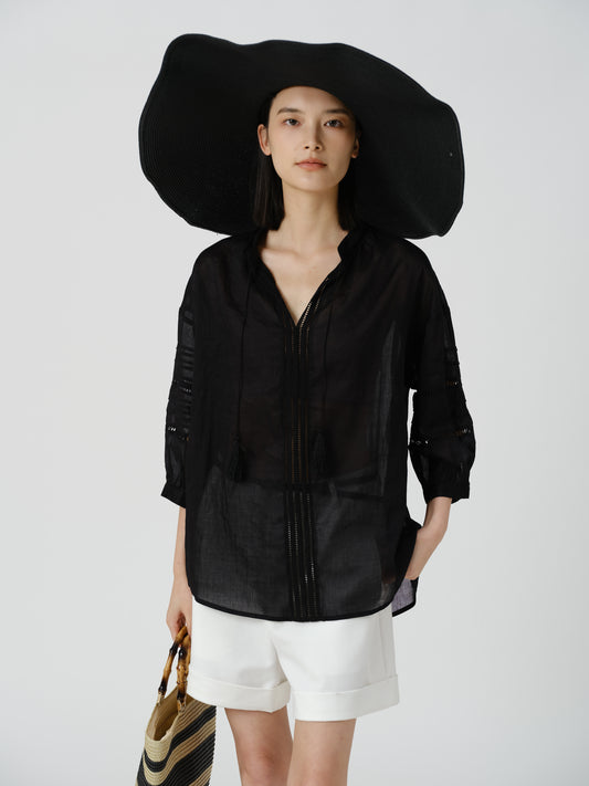 Boho Lace Linen Blouse
