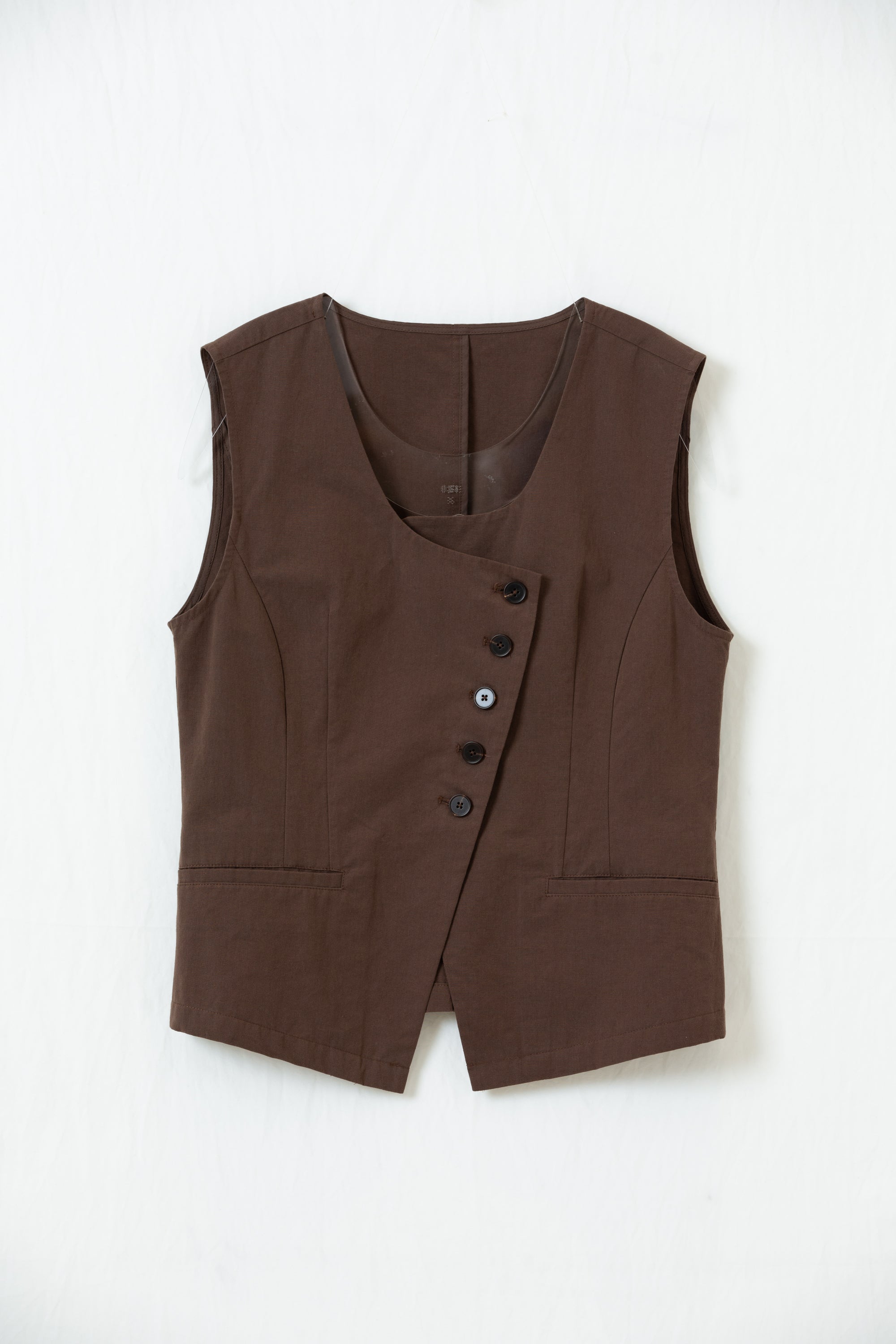 Asymmetry Linen Vest