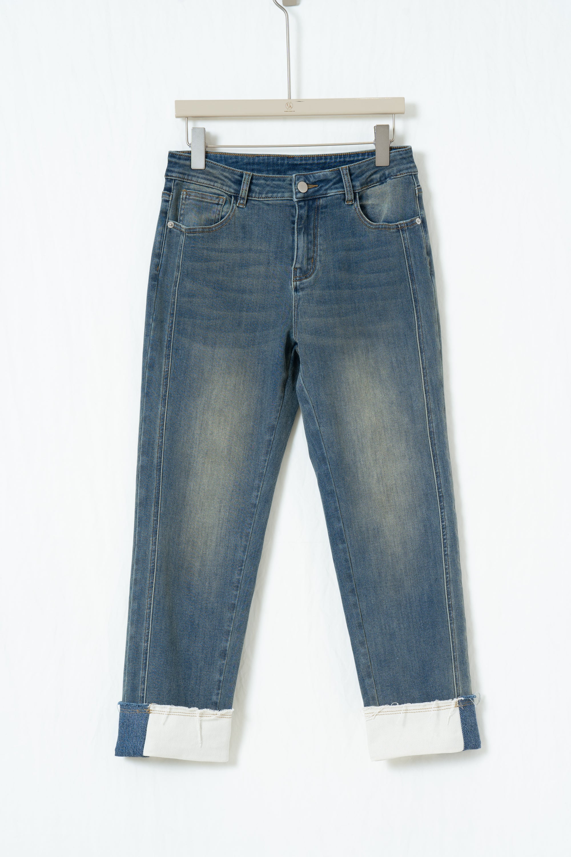 Slim Tapered Cuffed Denim Jeans