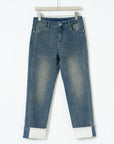 Slim Tapered Cuffed Denim Jeans
