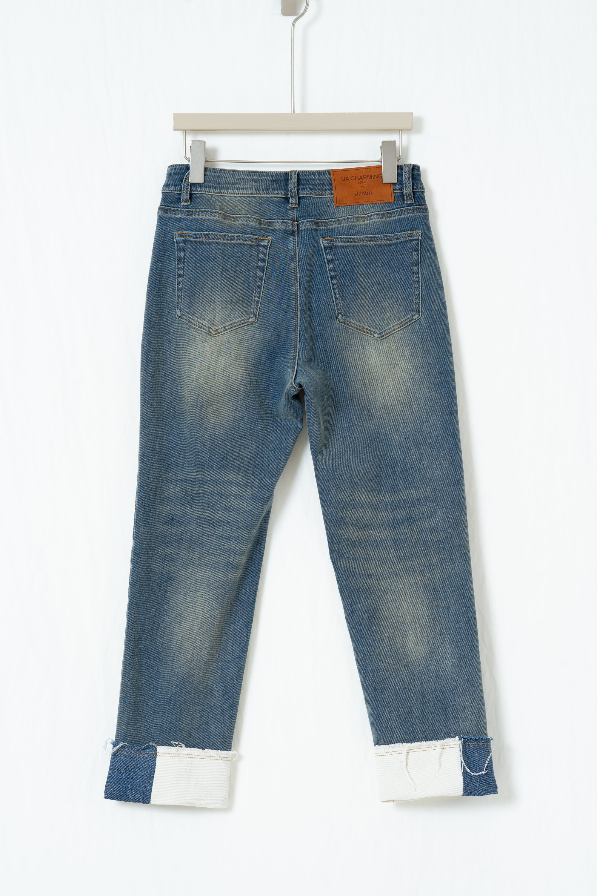 Slim Tapered Cuffed Denim Jeans