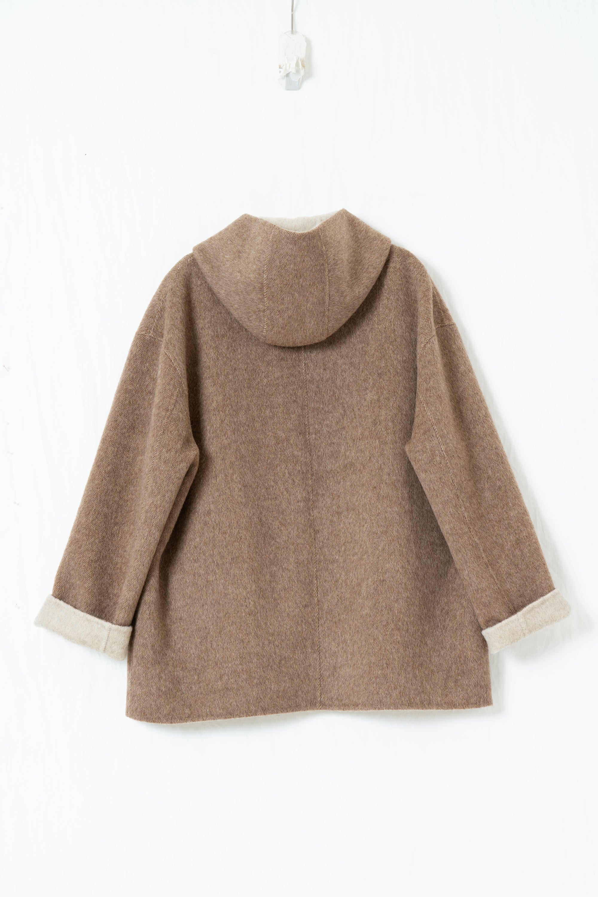 Relaxed Hooded Wool Coat