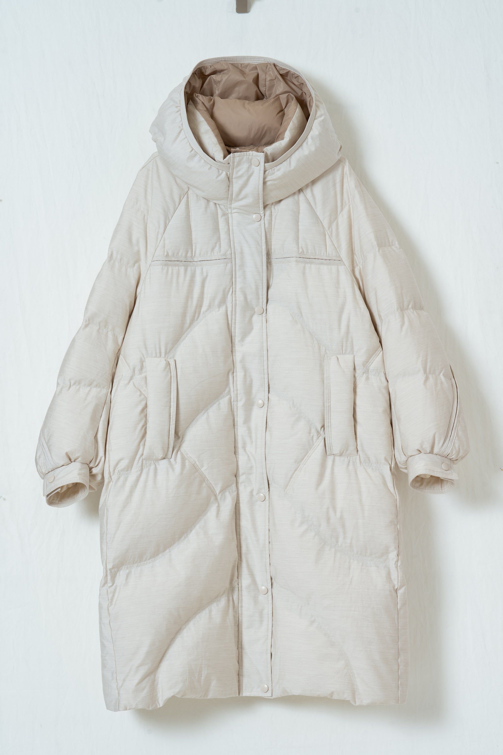 Wave Quilted Long Down Coat