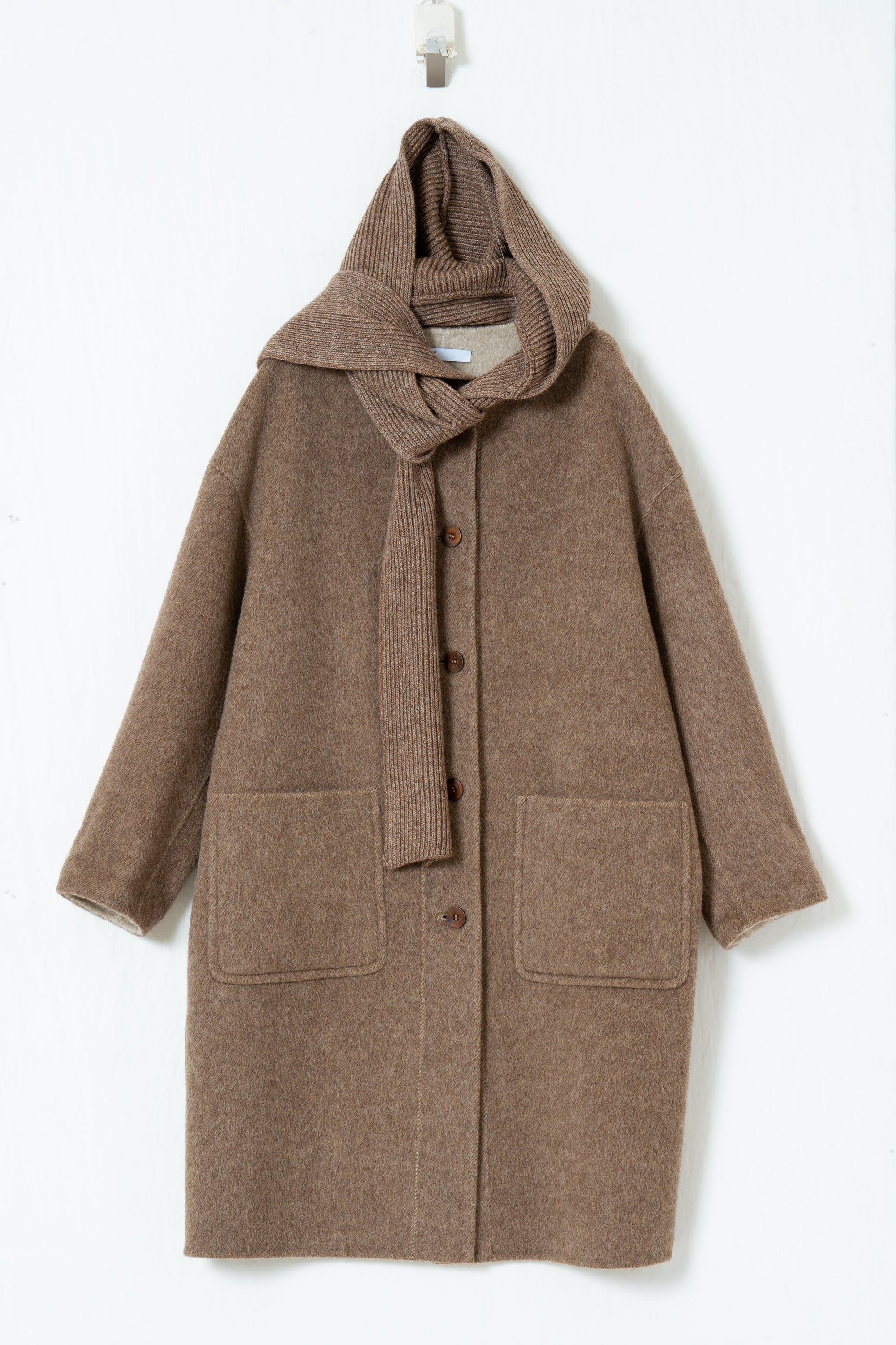 Hooded Scarf Wool Coat