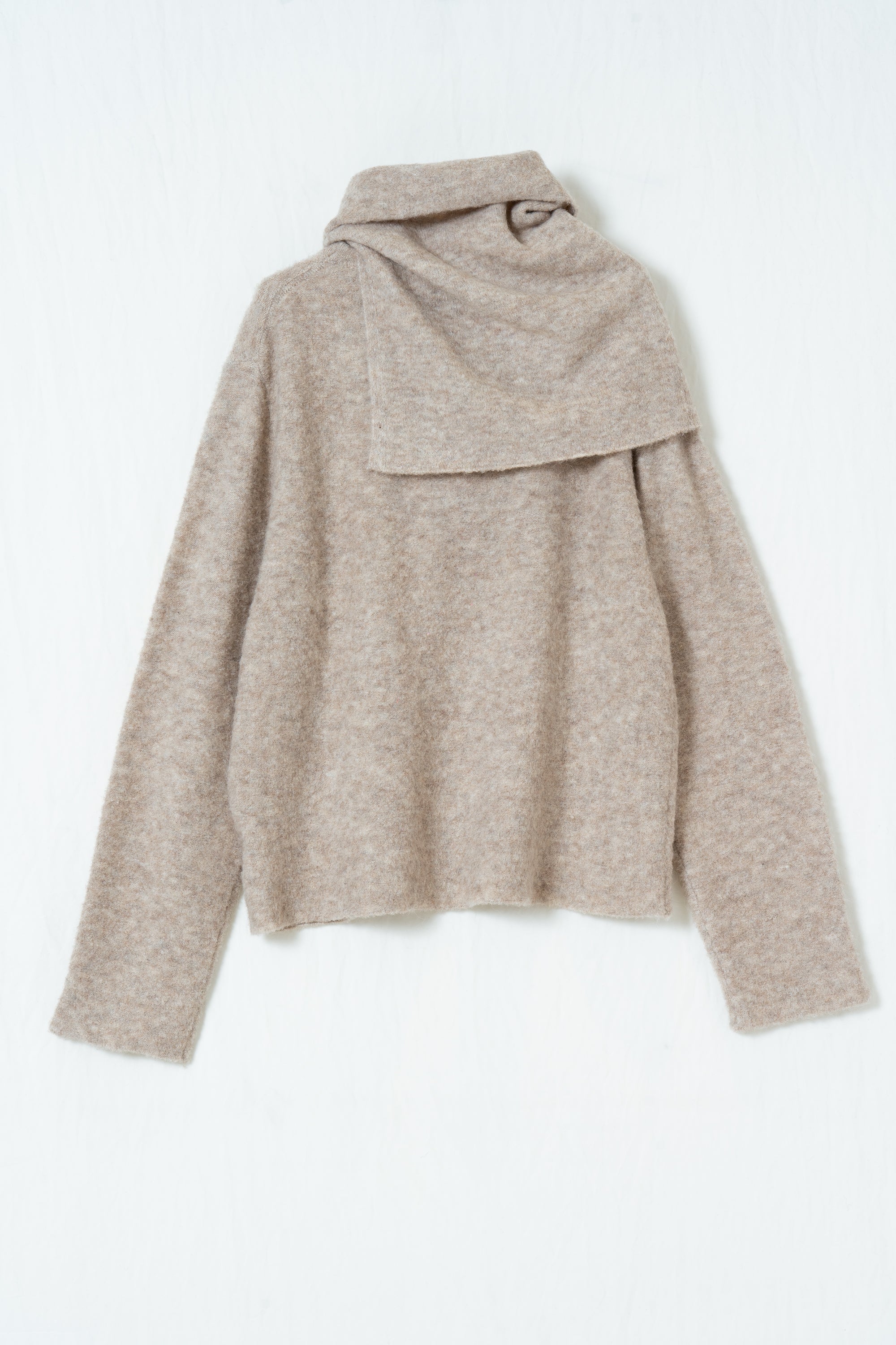 Scarf Collar Wool Knit Sweater