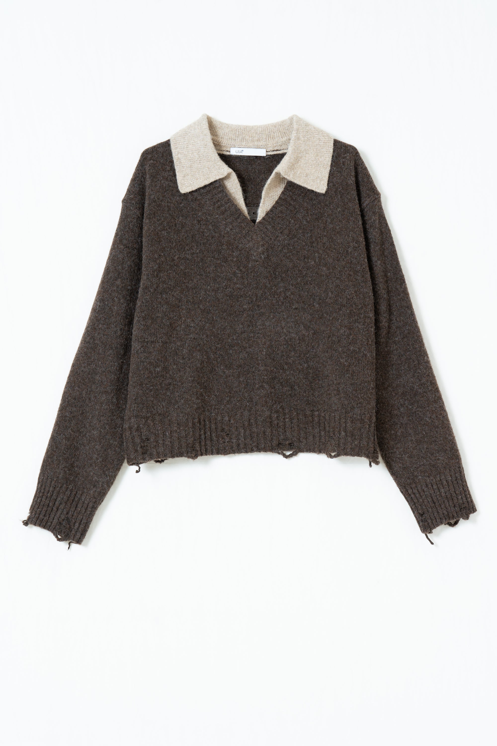 Contrast Collar Cropped Knit