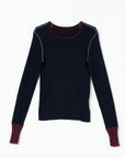 Contrast Cuff Knit Top
