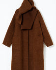 Scarf Detail Textured Wool Coat