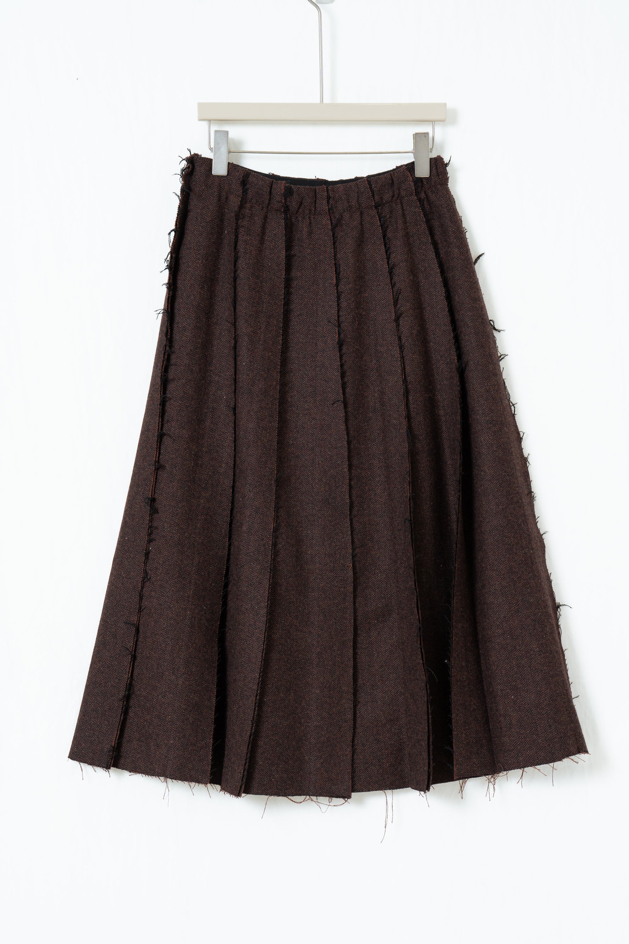 Raw-Edge Herringbone Skirt