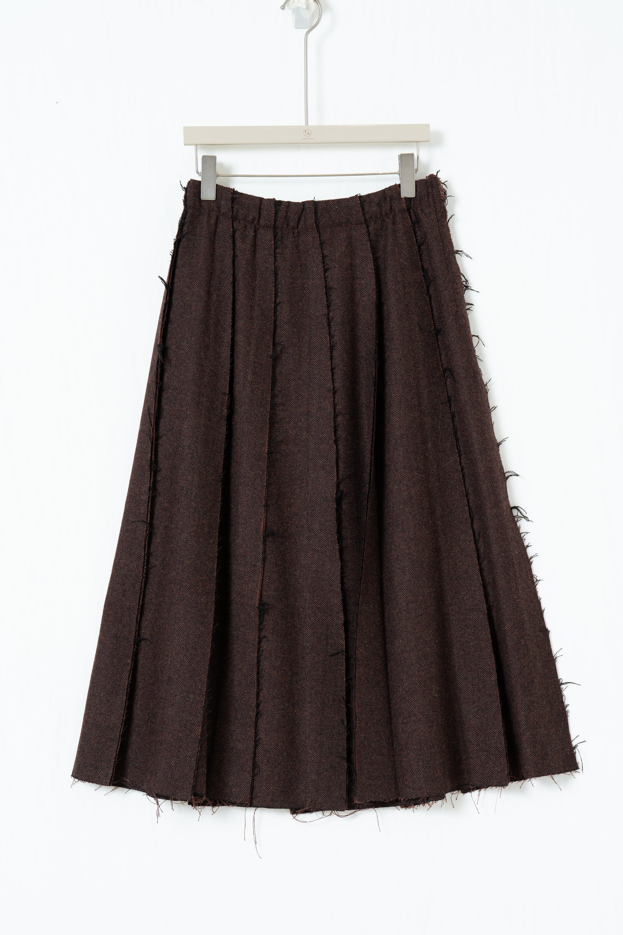 Raw-Edge Herringbone Skirt