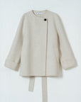 Asymmetric Belted Wool Short Coat