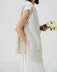 Adjustable Waist Linen Blouse - UNIQUE ATTRACTION