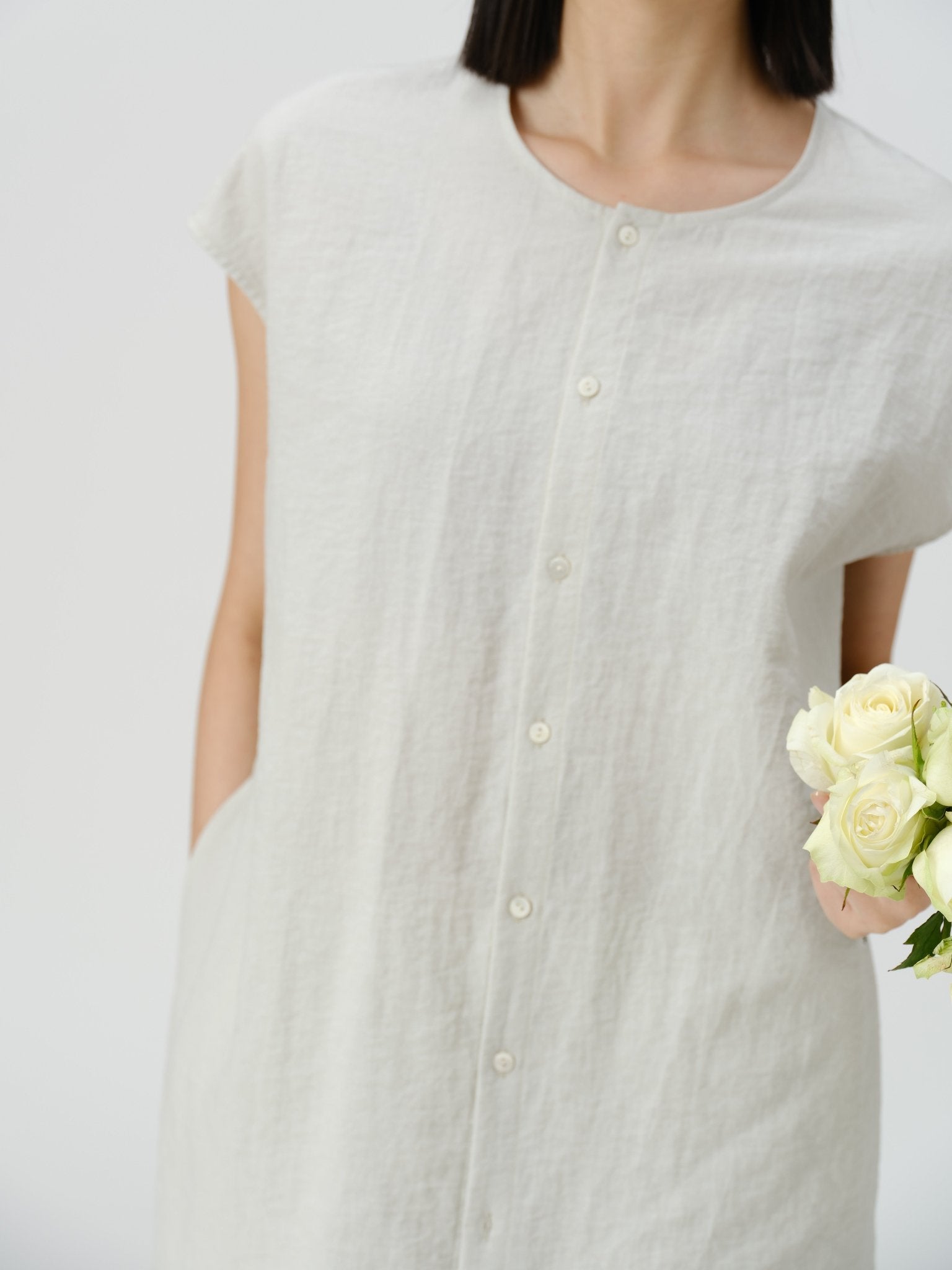 Adjustable Waist Linen Blouse - UNIQUE ATTRACTION