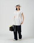 Adjustable Waist Linen Blouse - UNIQUE ATTRACTION