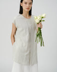 Adjustable Waist Linen Blouse - UNIQUE ATTRACTION