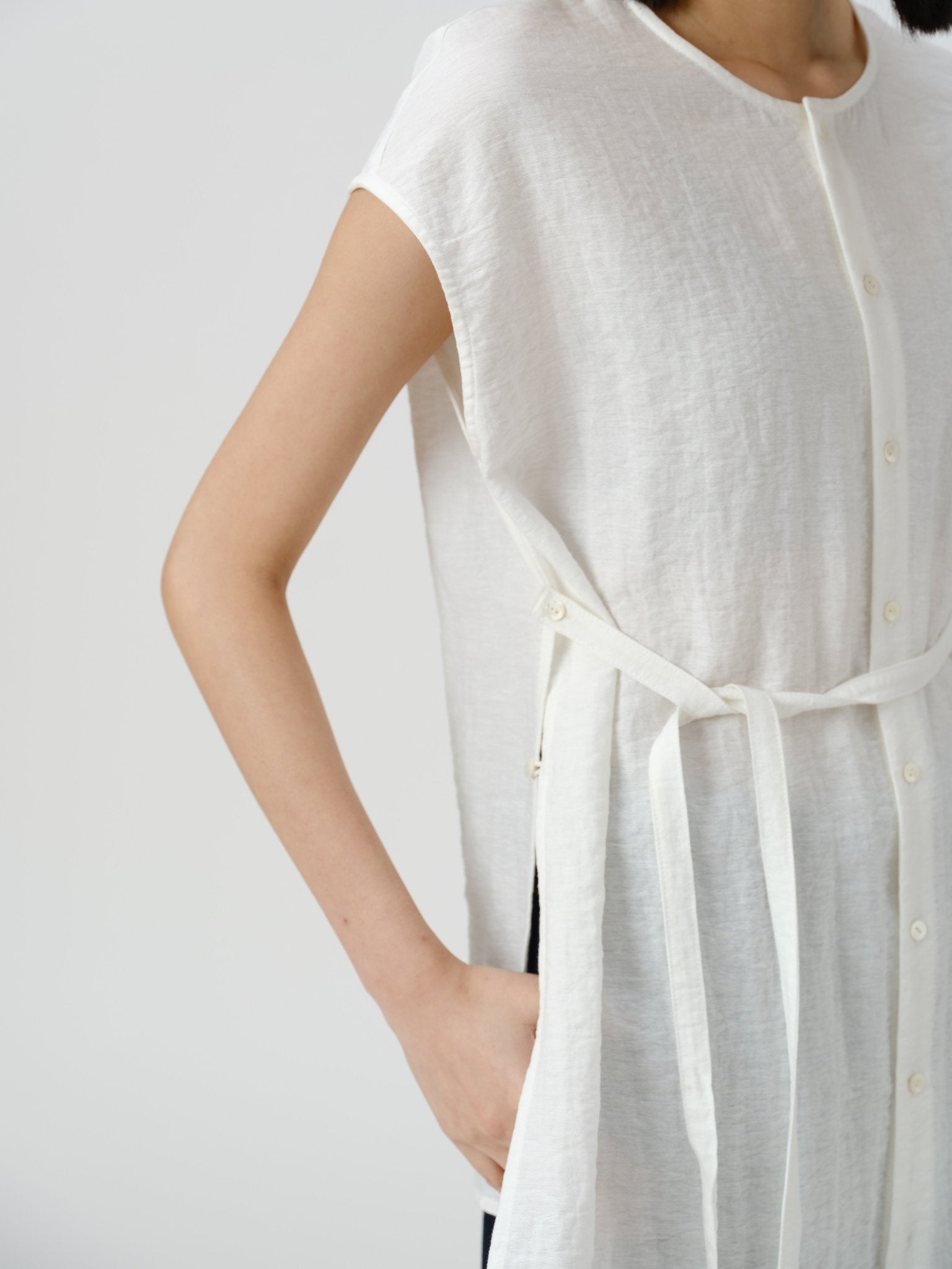 Adjustable Waist Linen Blouse - UNIQUE ATTRACTION