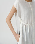Adjustable Waist Linen Blouse - UNIQUE ATTRACTION