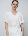 Asymmetrical Tie - Waist Tunic Shirt - UNIQUE ATTRACTION