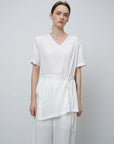 Asymmetrical Tie - Waist Tunic Shirt - UNIQUE ATTRACTION