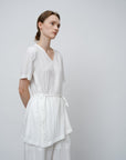 Asymmetrical Tie - Waist Tunic Shirt - UNIQUE ATTRACTION