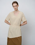 Asymmetrical Tie - Waist Tunic Shirt - UNIQUE ATTRACTION