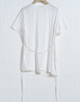 Asymmetrical Tie - Waist Tunic Shirt - UNIQUE ATTRACTION