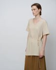 Asymmetrical Tie - Waist Tunic Shirt - UNIQUE ATTRACTION