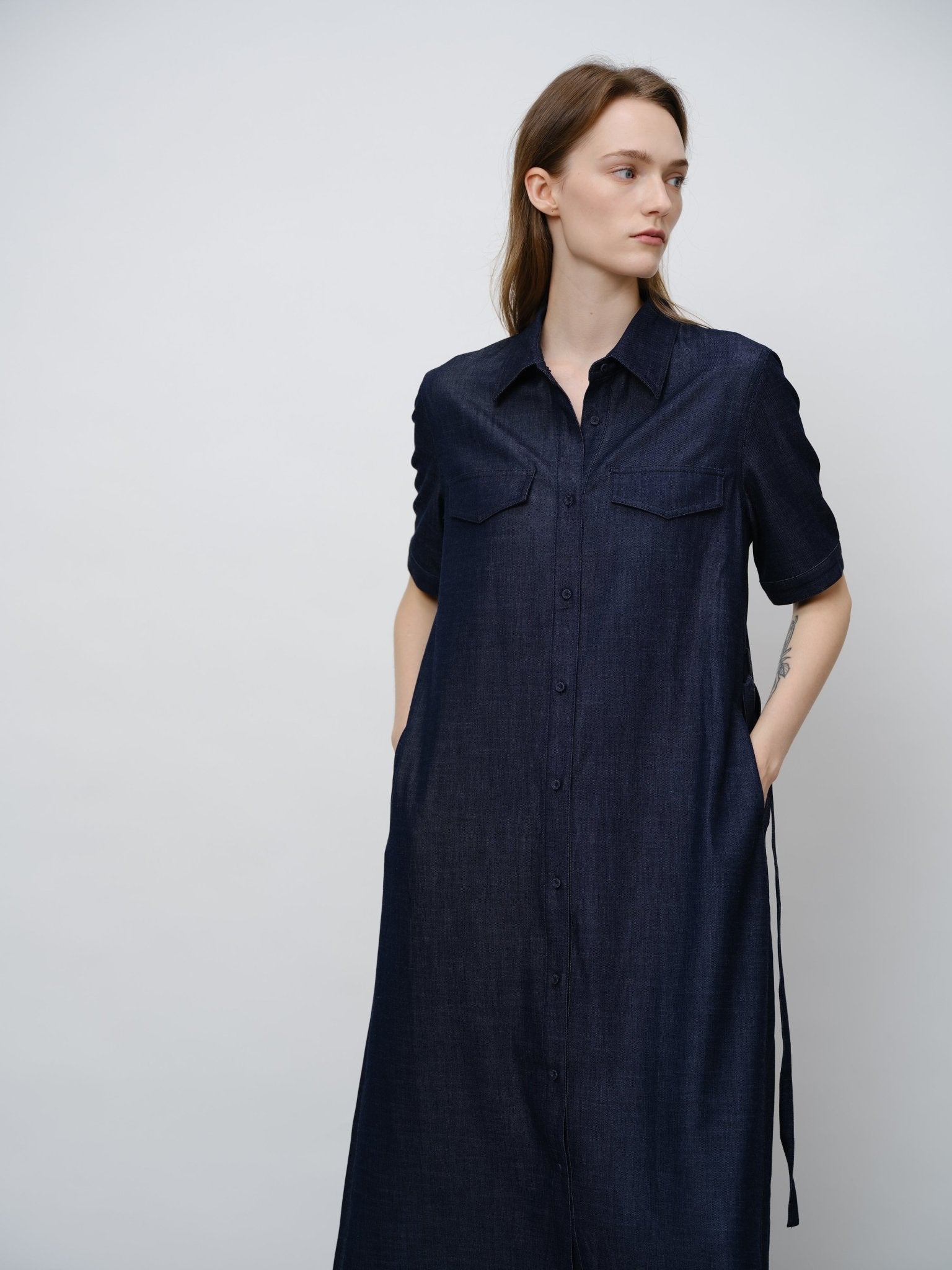 Denim Tie - Waist Dress - UNIQUE ATTRACTION