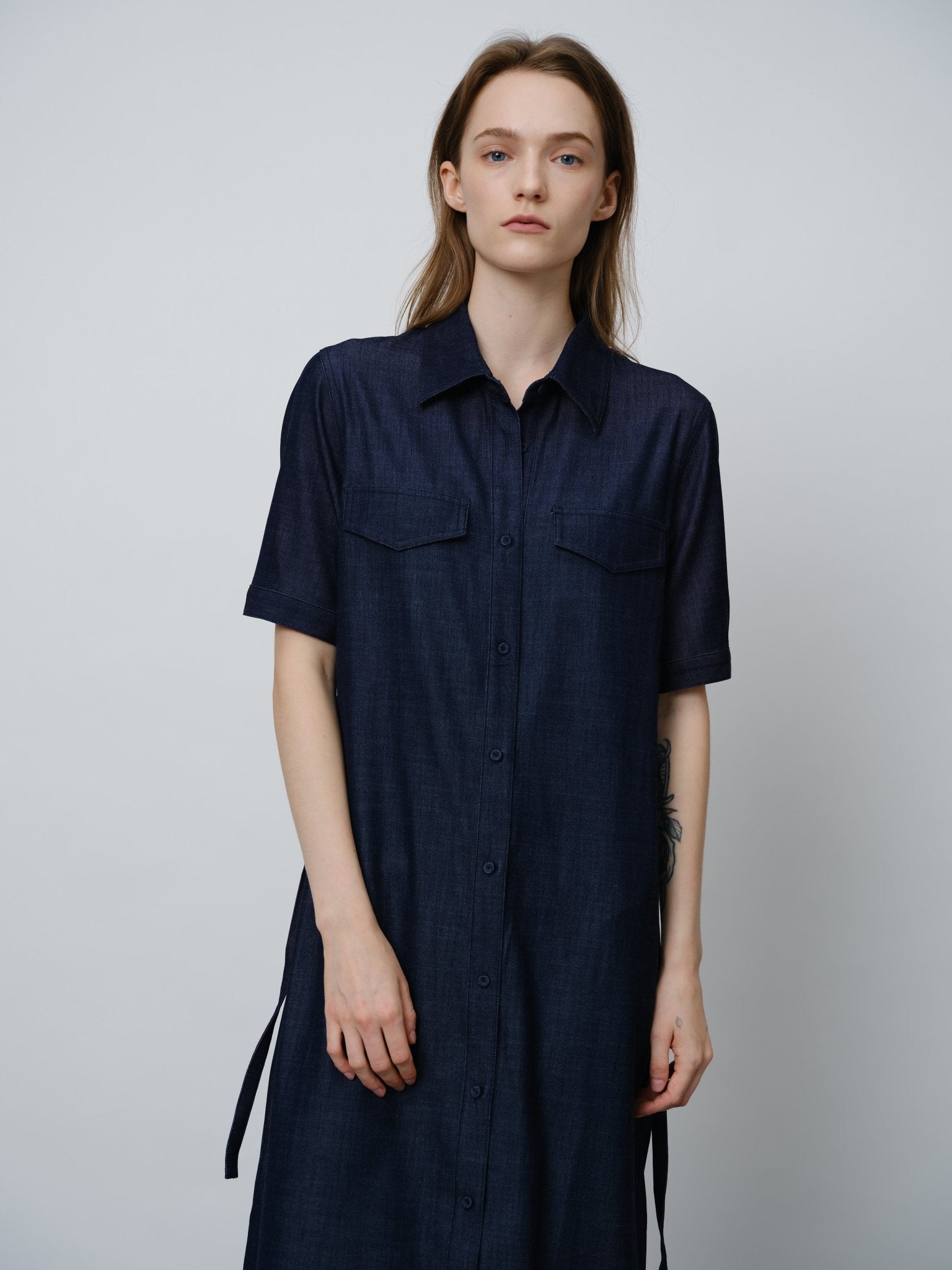 Denim Tie - Waist Dress - UNIQUE ATTRACTION