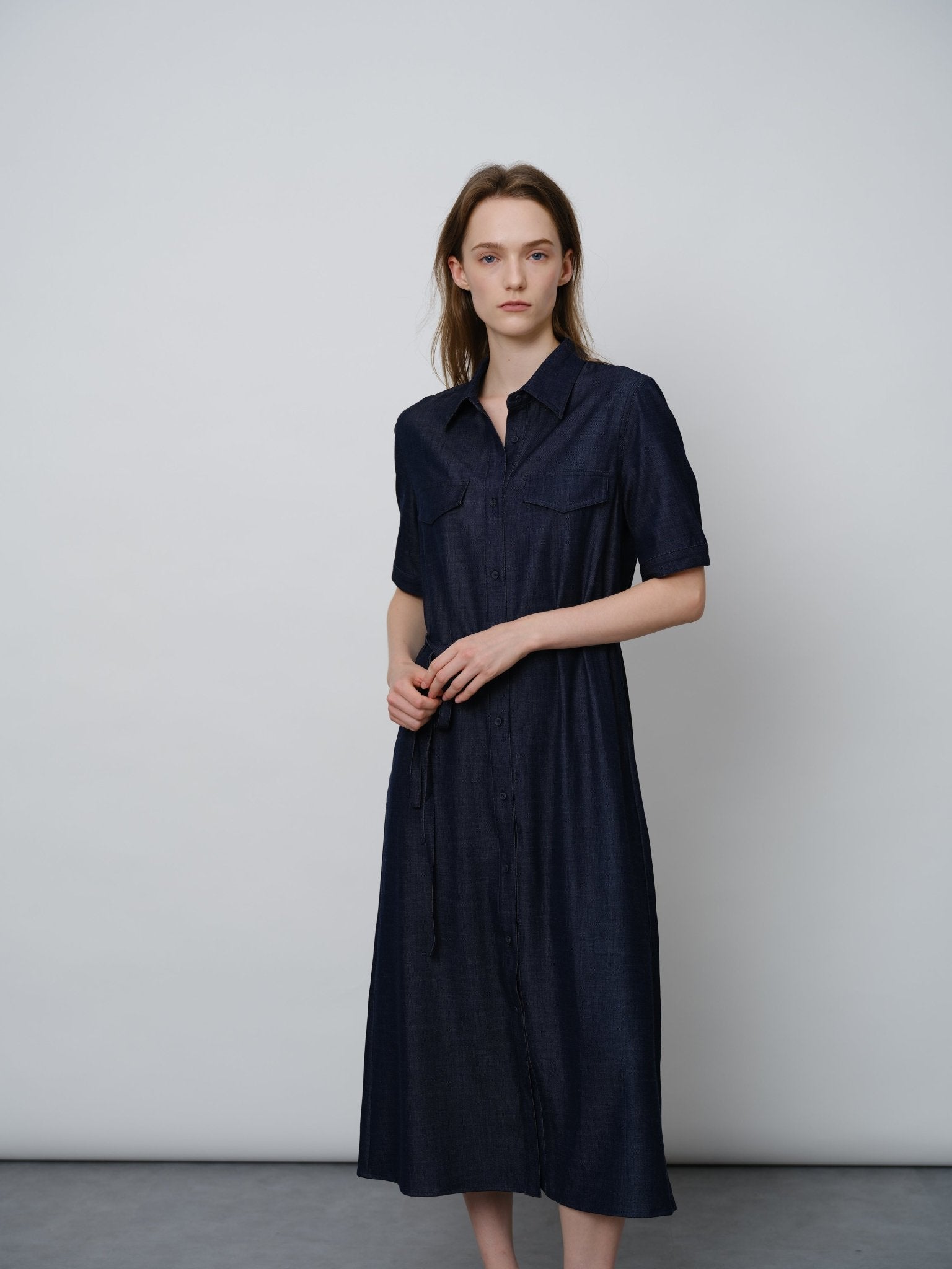 Denim Tie - Waist Dress - UNIQUE ATTRACTION