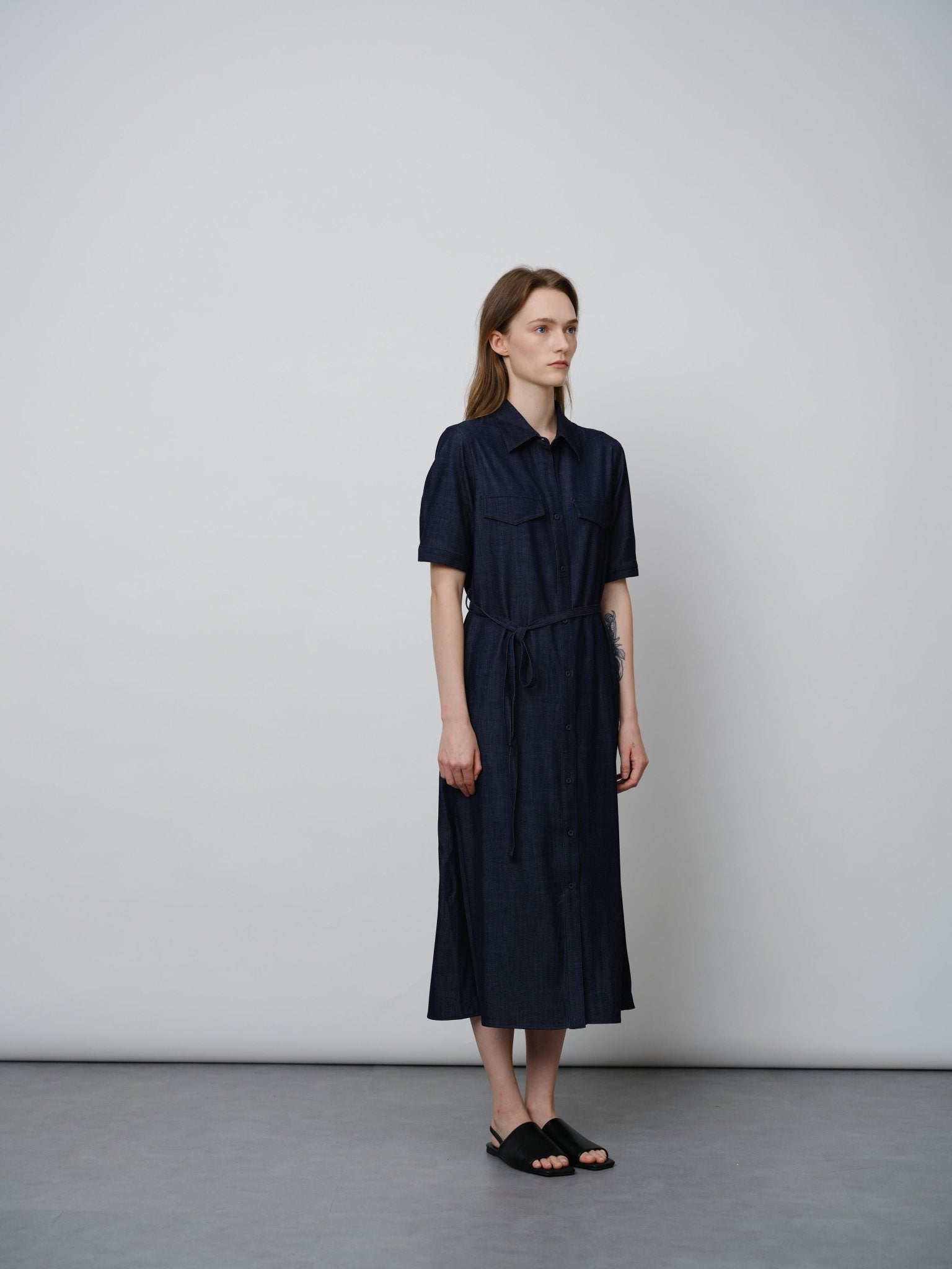 Denim Tie - Waist Dress - UNIQUE ATTRACTION