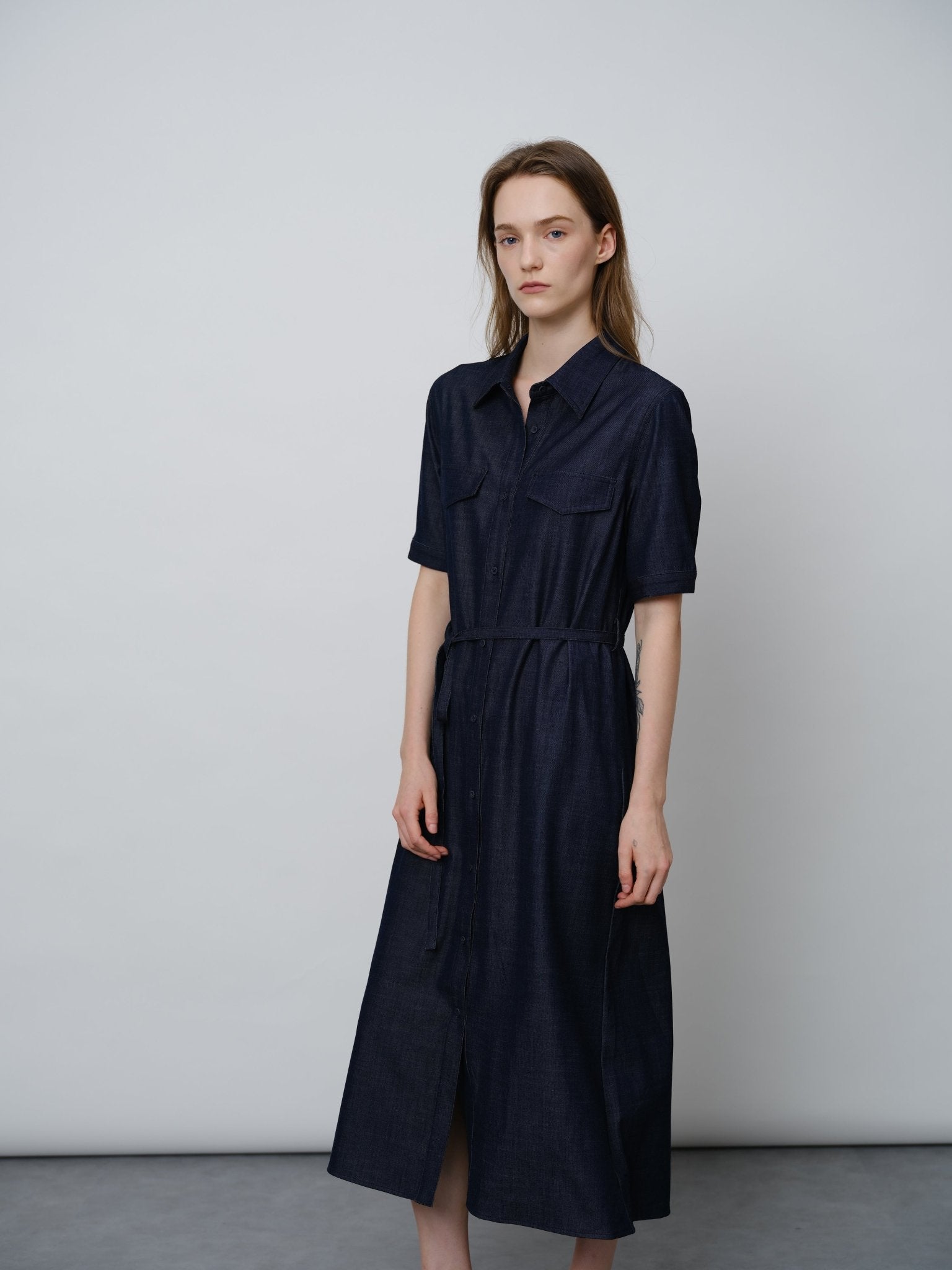 Denim Tie - Waist Dress - UNIQUE ATTRACTION