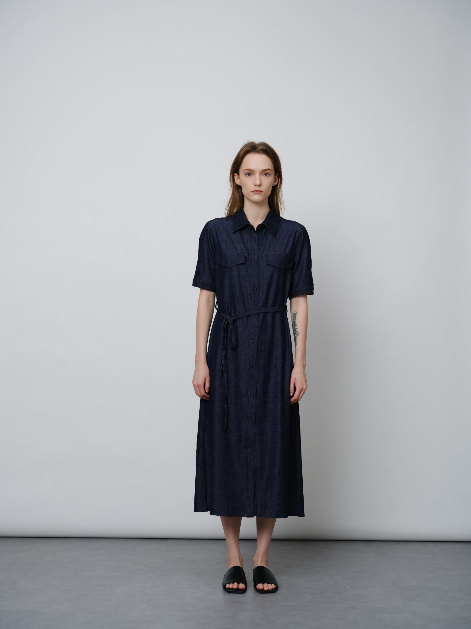 Denim Tie - Waist Dress - UNIQUE ATTRACTION