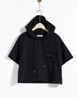 Lace - Trimmed Pocket Short Hoodie - UNIQUE ATTRACTION