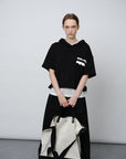 Lace - Trimmed Pocket Short Hoodie - UNIQUE ATTRACTION