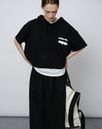 Lace - Trimmed Pocket Short Hoodie - UNIQUE ATTRACTION