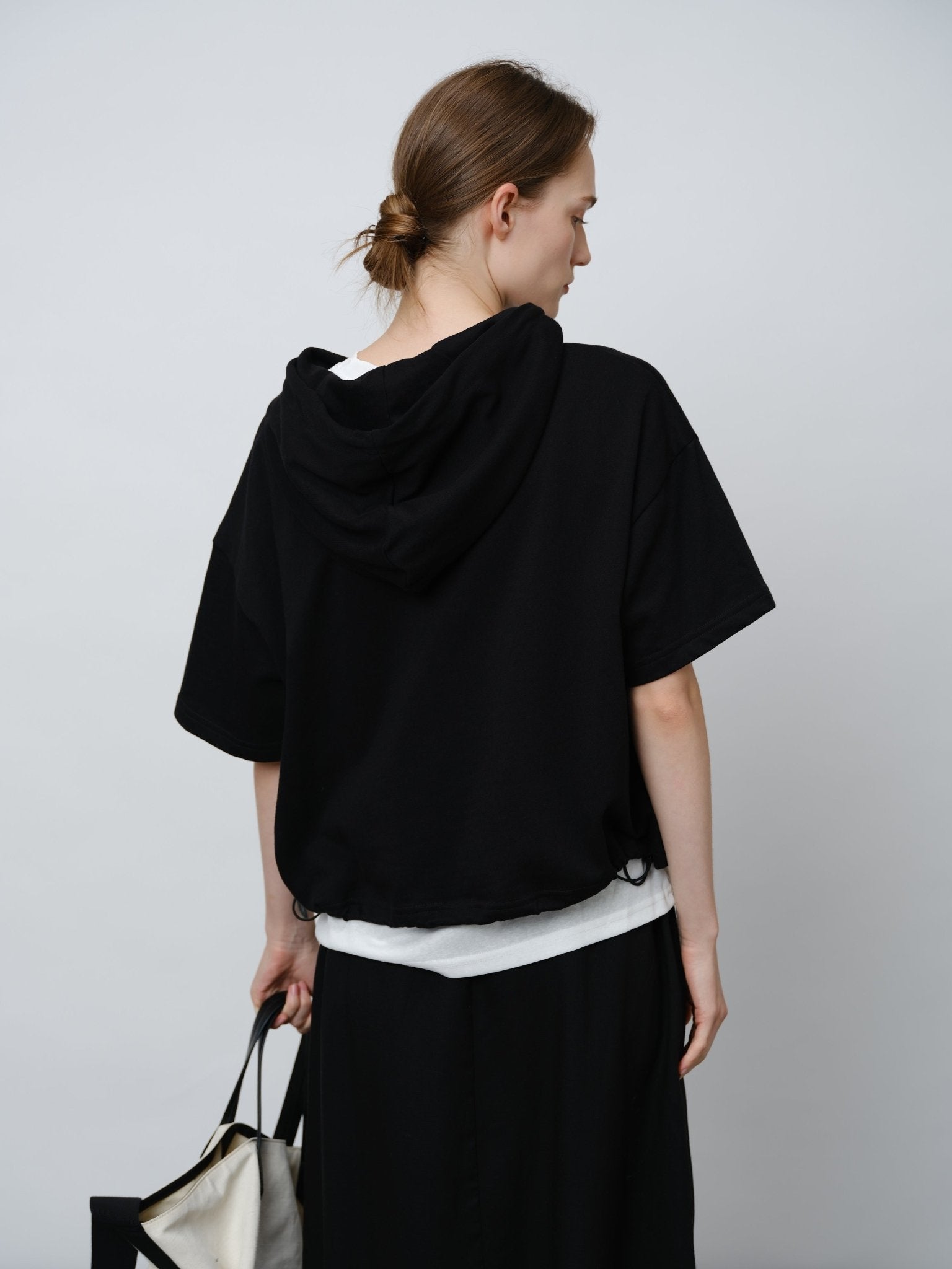 Lace - Trimmed Pocket Short Hoodie - UNIQUE ATTRACTION