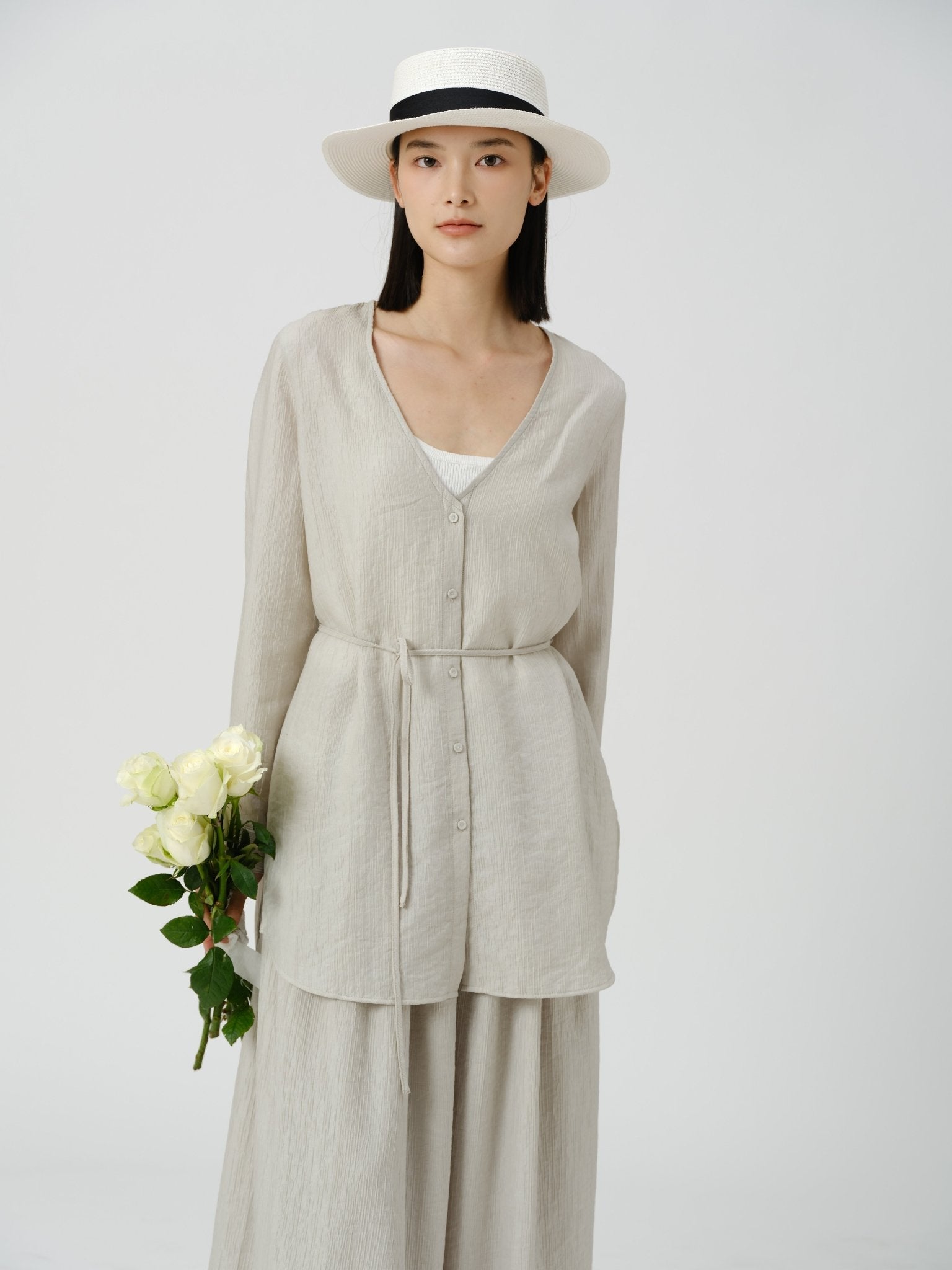 Minimalist Draped Button Shirt - UNIQUE ATTRACTION