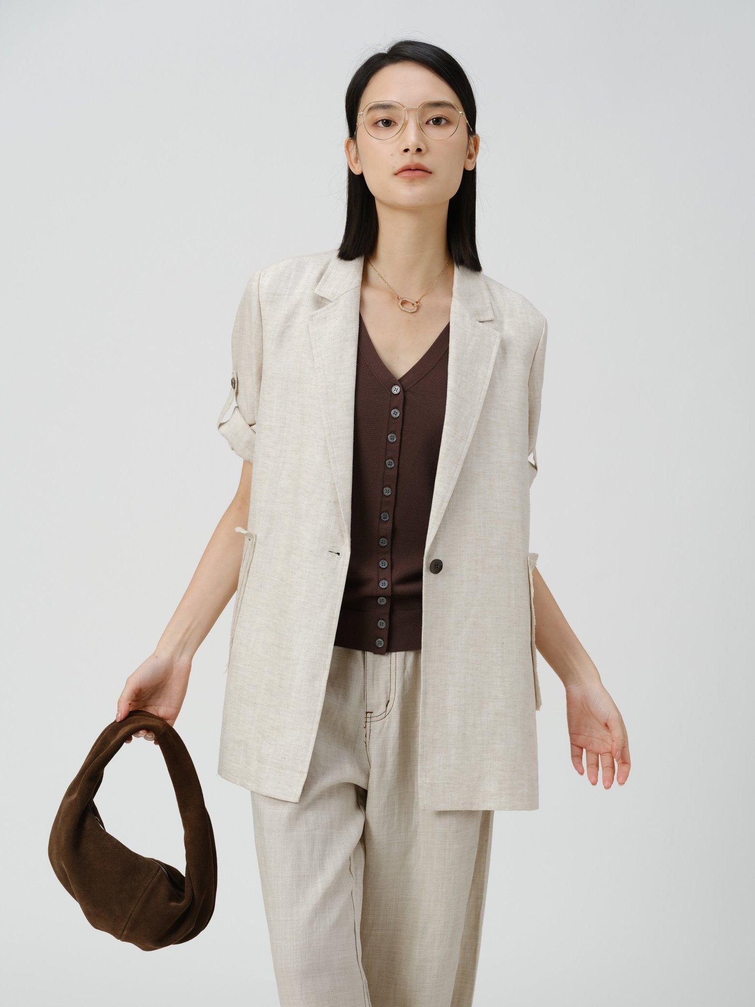 Natural Edge Linen Blazer - UNIQUE ATTRACTION