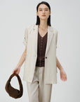 Natural Edge Linen Blazer - UNIQUE ATTRACTION