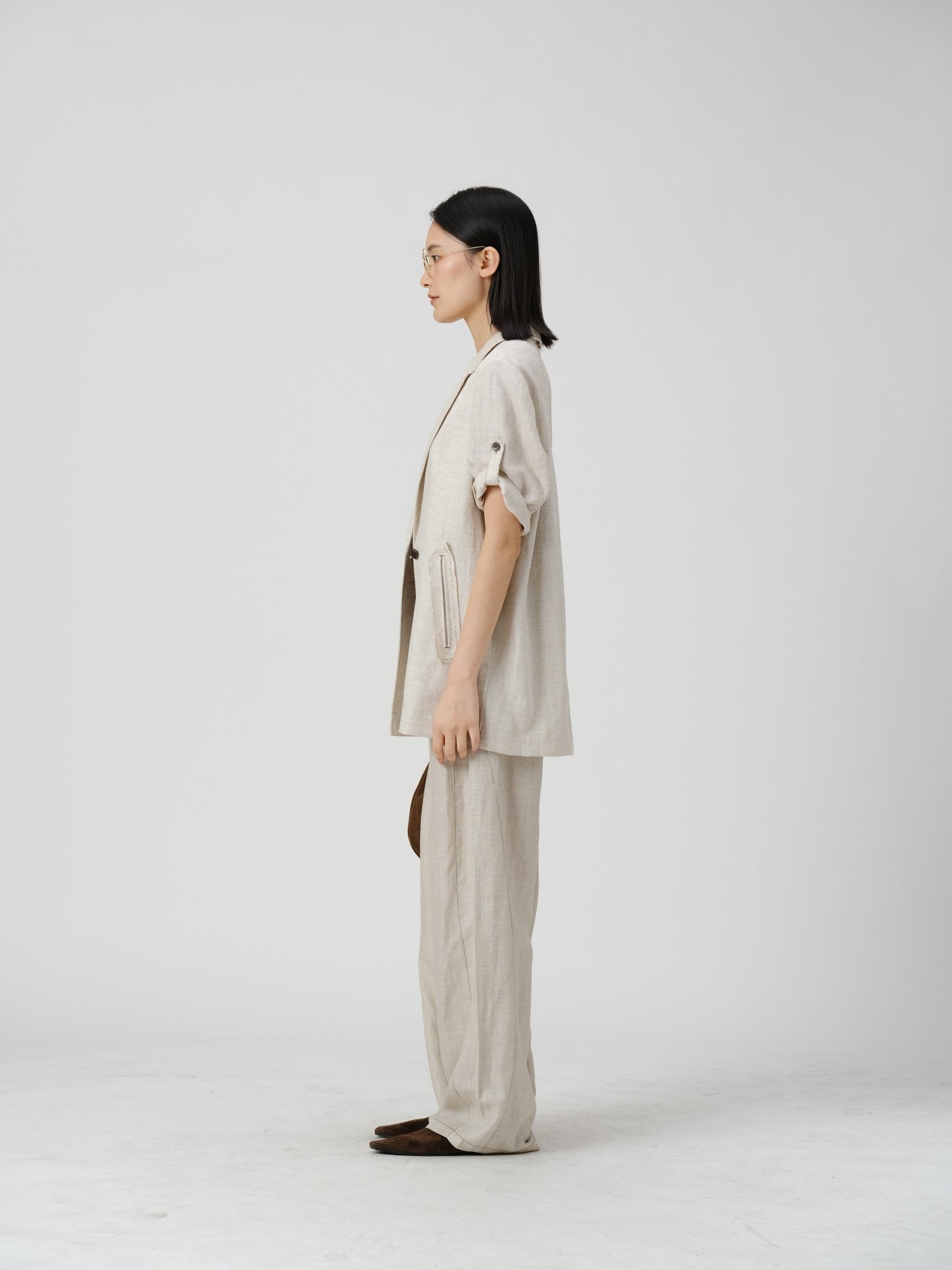 Natural Edge Linen Blazer - UNIQUE ATTRACTION