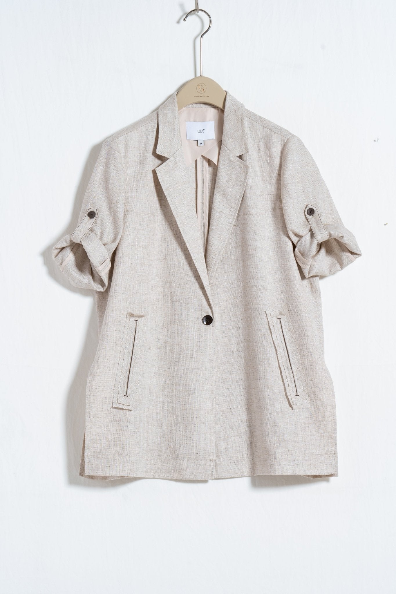 Natural Edge Linen Blazer - UNIQUE ATTRACTION