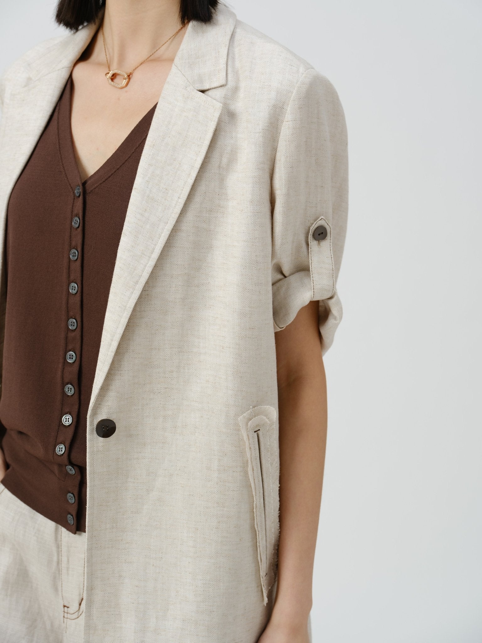 Natural Edge Linen Blazer - UNIQUE ATTRACTION