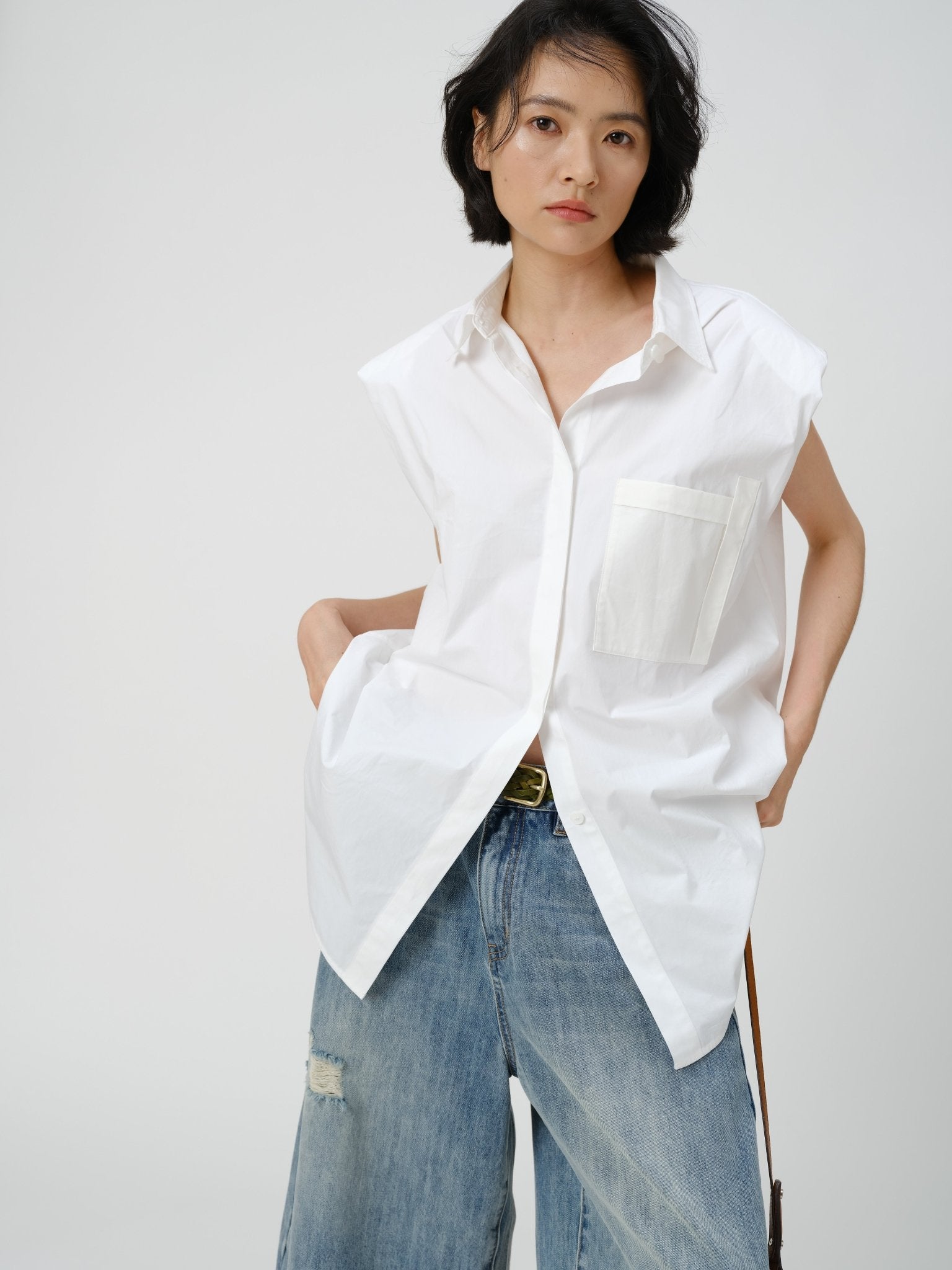 Pima Cotton Sleeveless Shirt - UNIQUE ATTRACTION